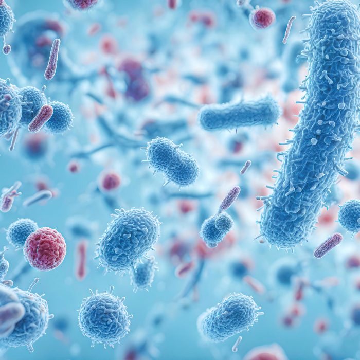 Microscopic blue bacteria background