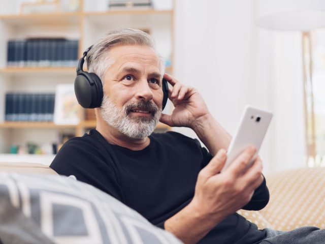 Man listening with headphones