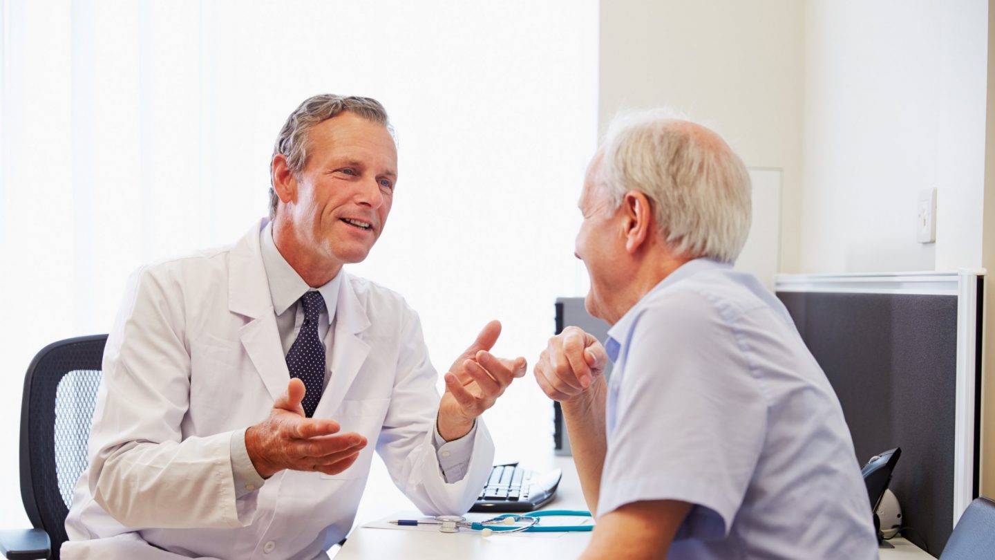 Senior man in doctor's office.