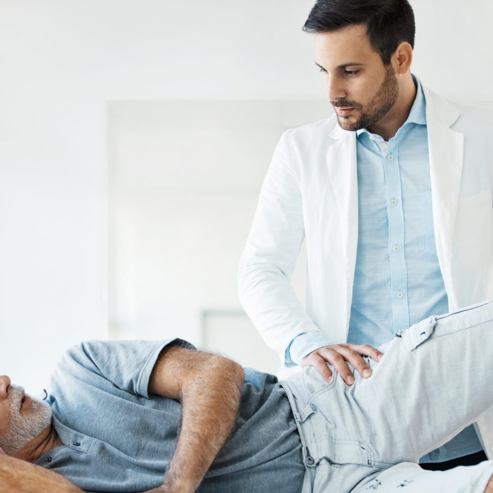Senior man having medical exam.