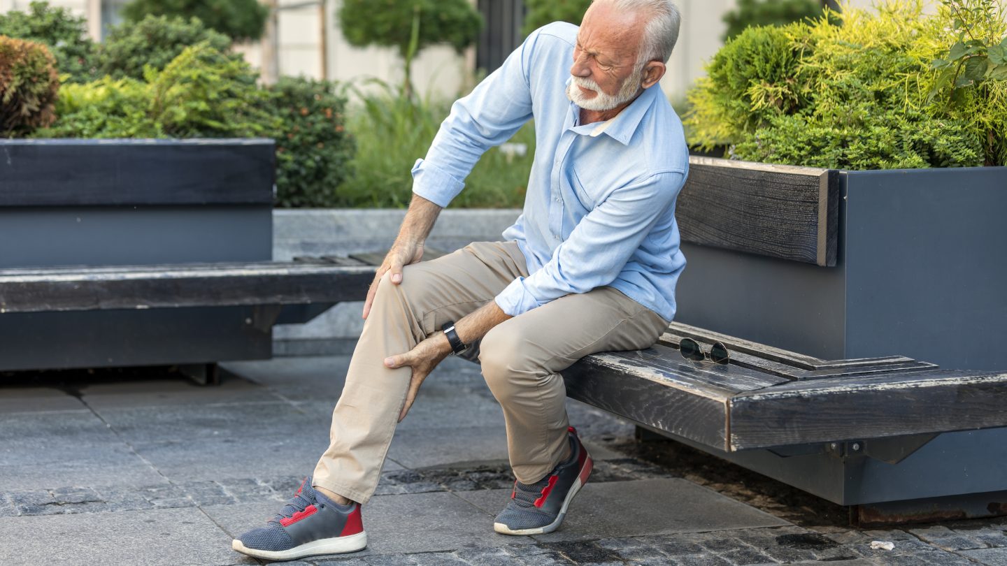 Senior with leg cramps.