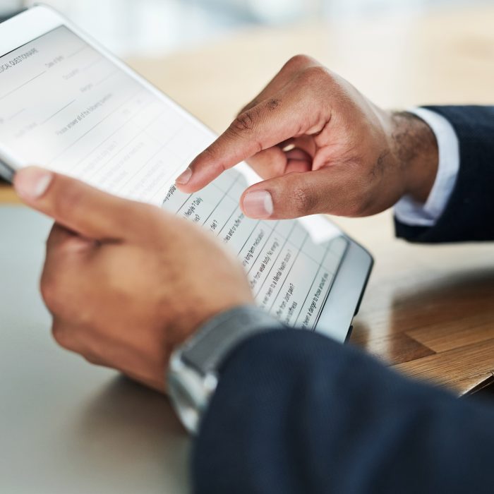 businessman using tablet
