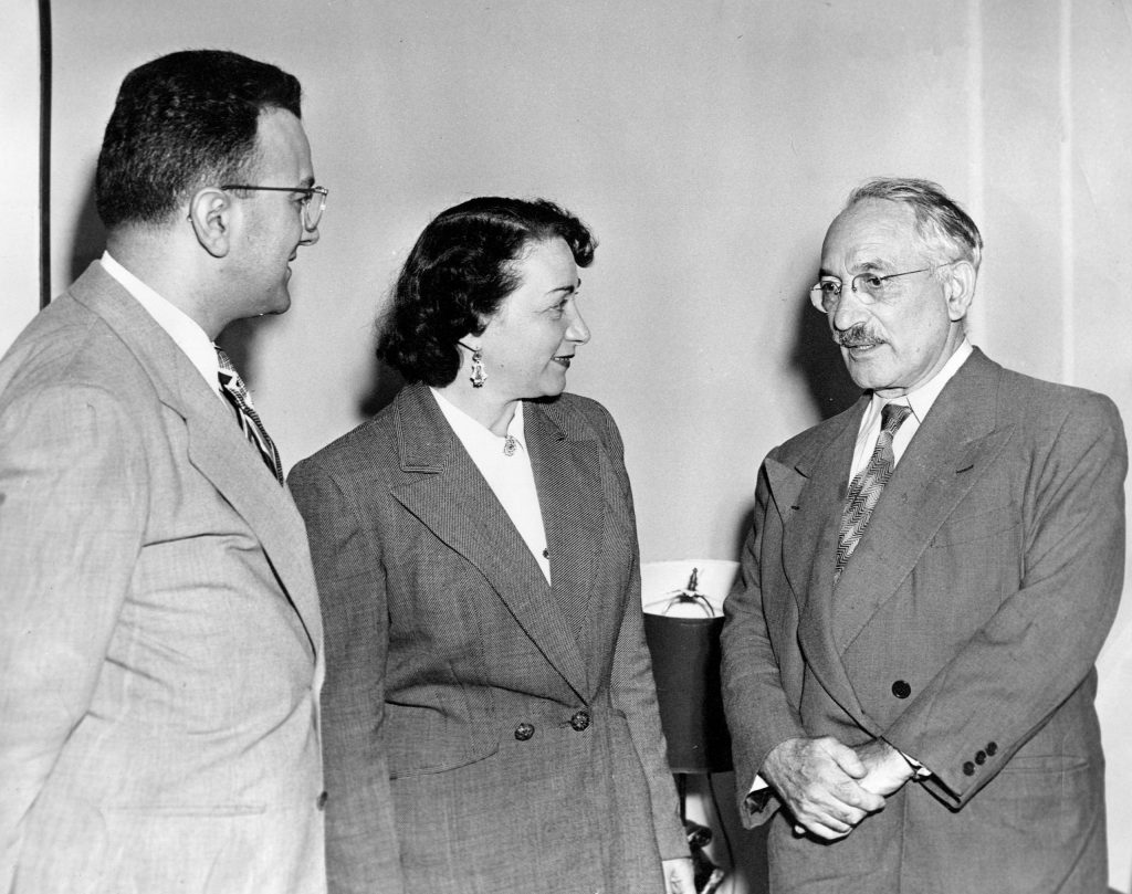 Selman Abraham Waksman with Deborah staff