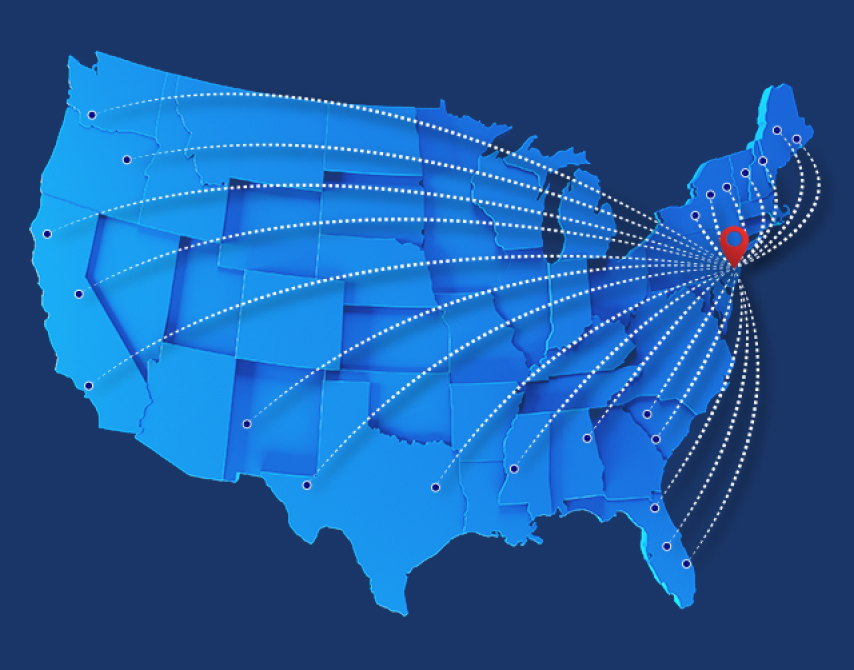 US Map Showing Travel to Deborah