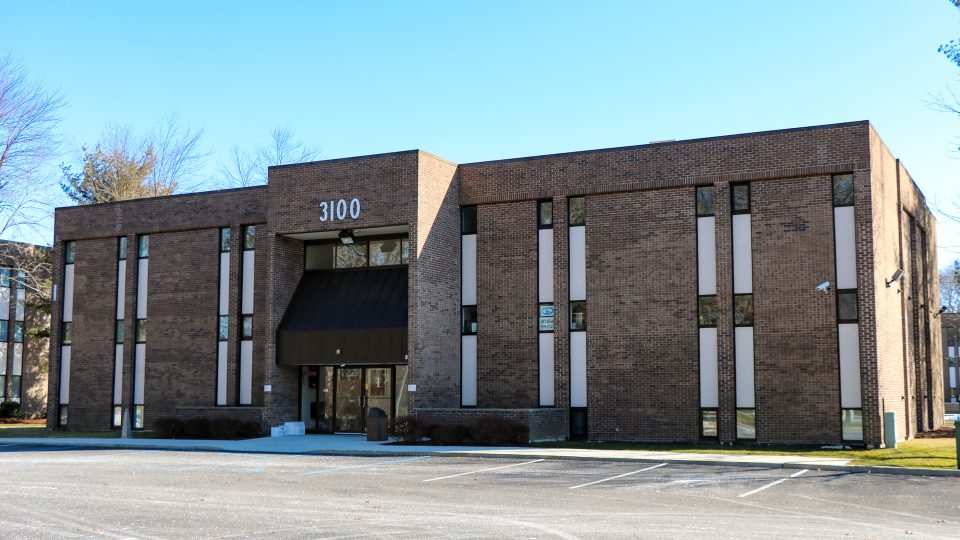 exterior of brick office building