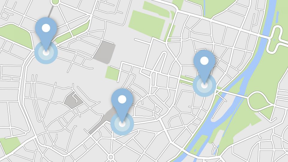 vector map with pins